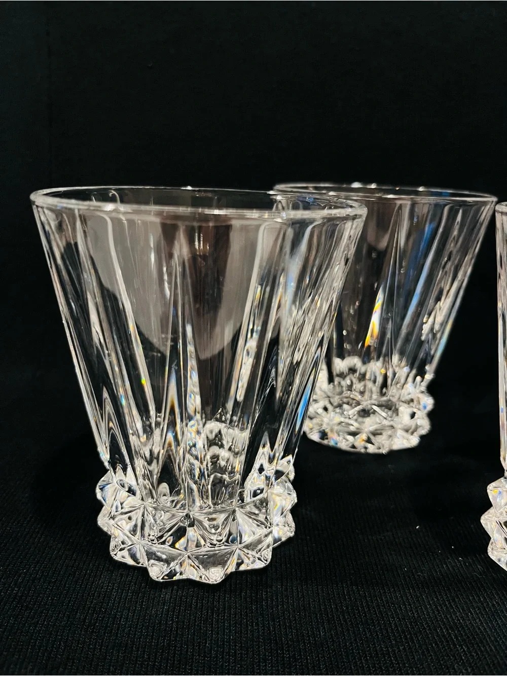 Vintage Rosenthal Blossom Germany Double Old Fashioned Crystal Glasses Set of 3